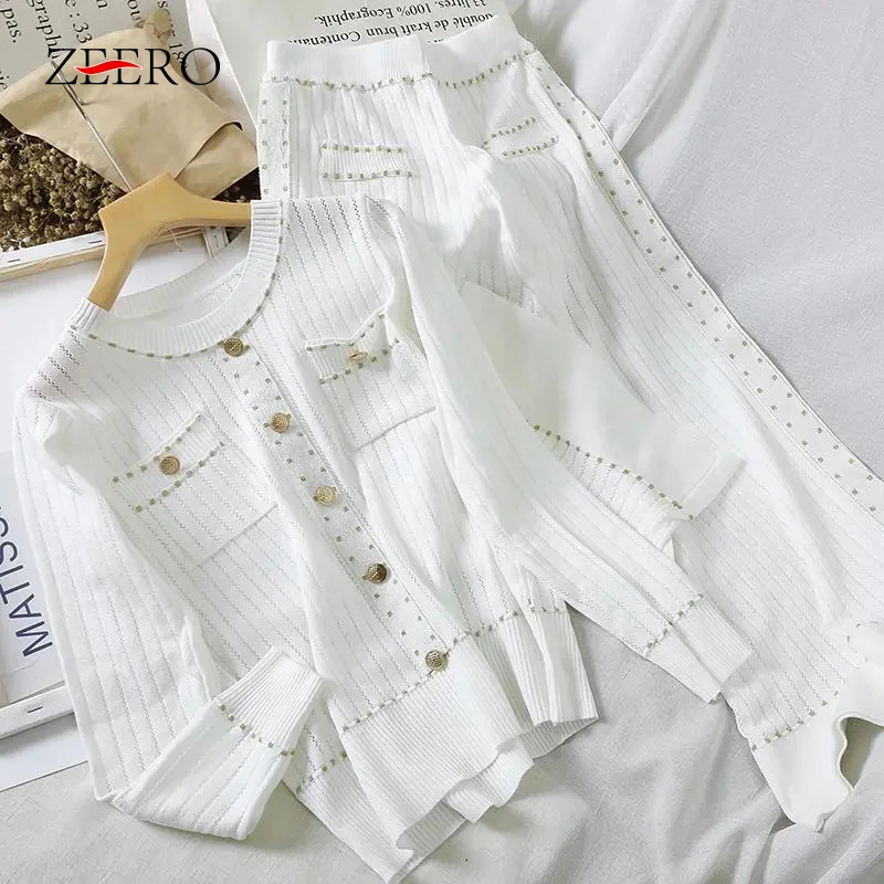 Autumn Winter Outfits Knitted 2 Pieces Set Women Casual Sweater Cardican Top + Wide Leg Pant Set Trousers Womens Suit
Autumn Winter Outfits Knitted 2 Pieces Set Women Casual Sweater Cardican Top + Wide Leg Pant Set Trousers Womens Suit