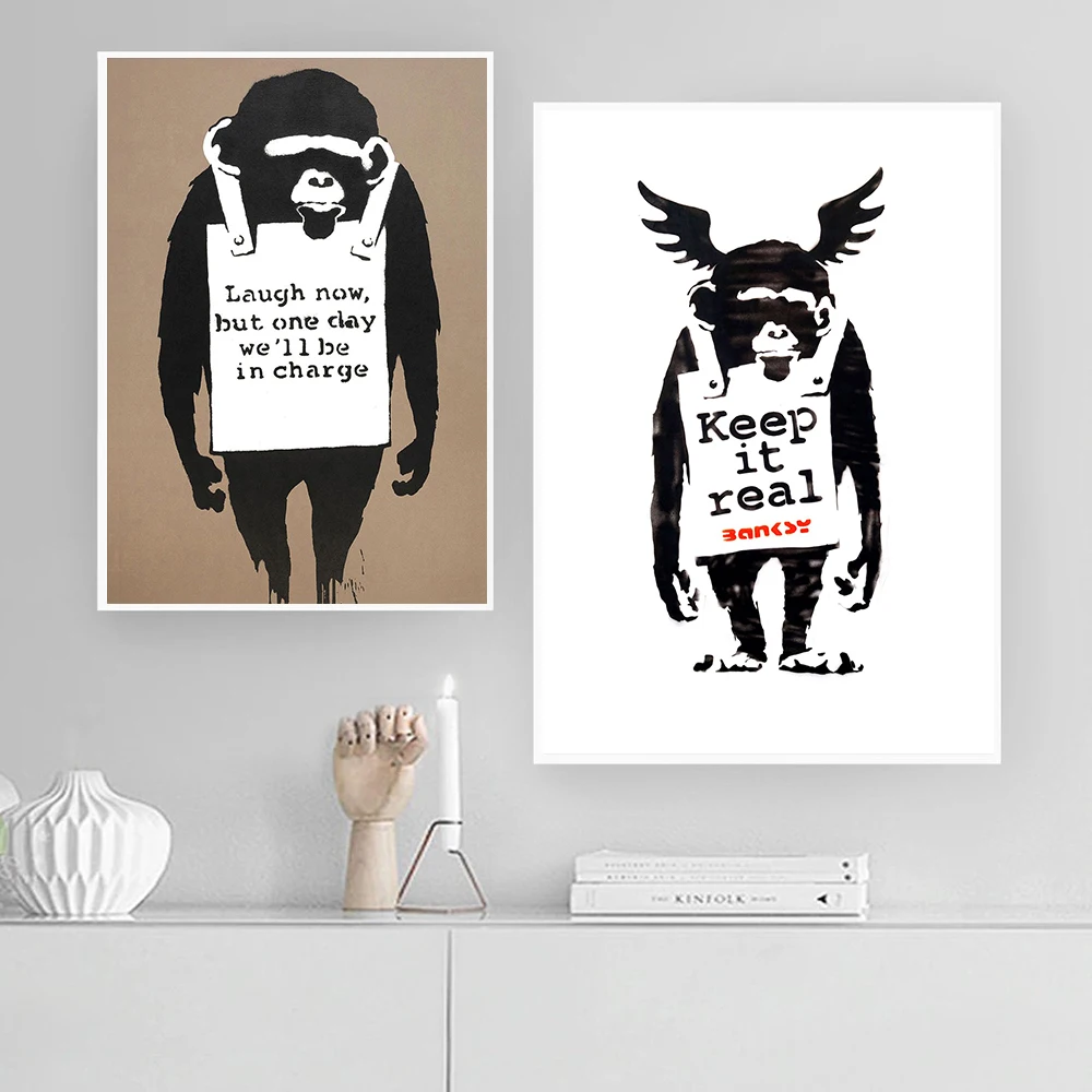Keep It Real Monkey Poster Laugh Now Street Graffiti Art Print Black and White Wall Art Picture Canvas Painting Living Room
Keep It Real Monkey Poster Laugh Now Street Graffiti Art Print Black and White Wall Art Picture Canvas Painting Living Room