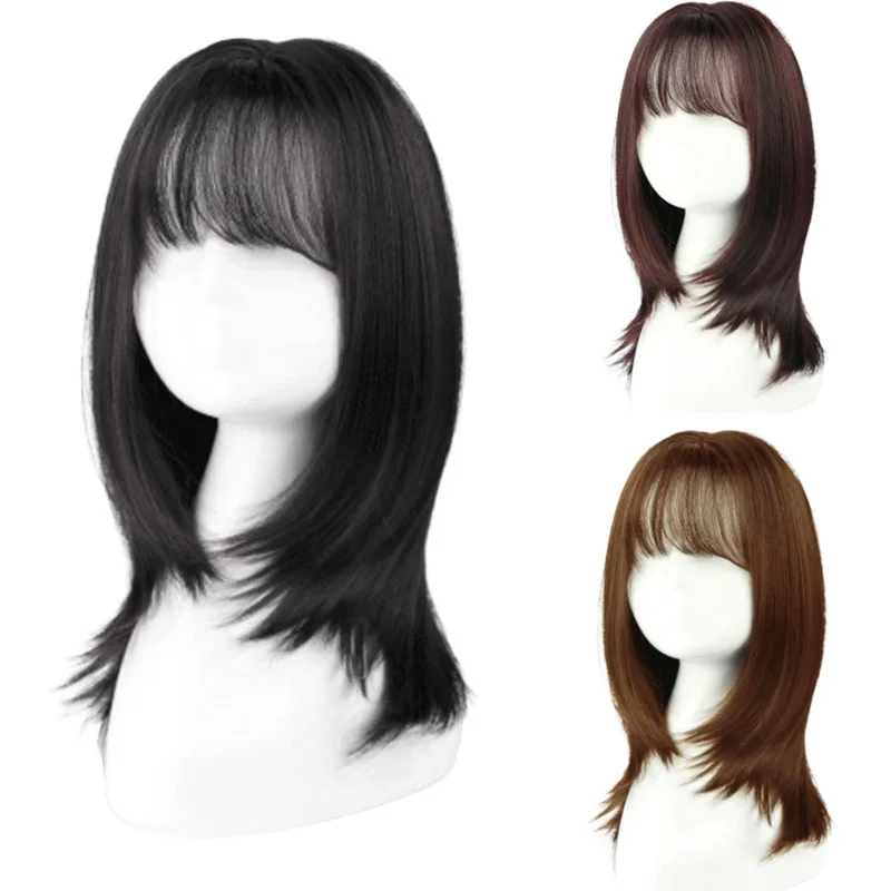 DIFEI short wigs with air bangs hair bob curly tail wigs synthetic hair natural black color hair wigs for women party
DIFEI short wigs with air bangs hair bob curly tail wigs synthetic hair natural black color hair wigs for women party