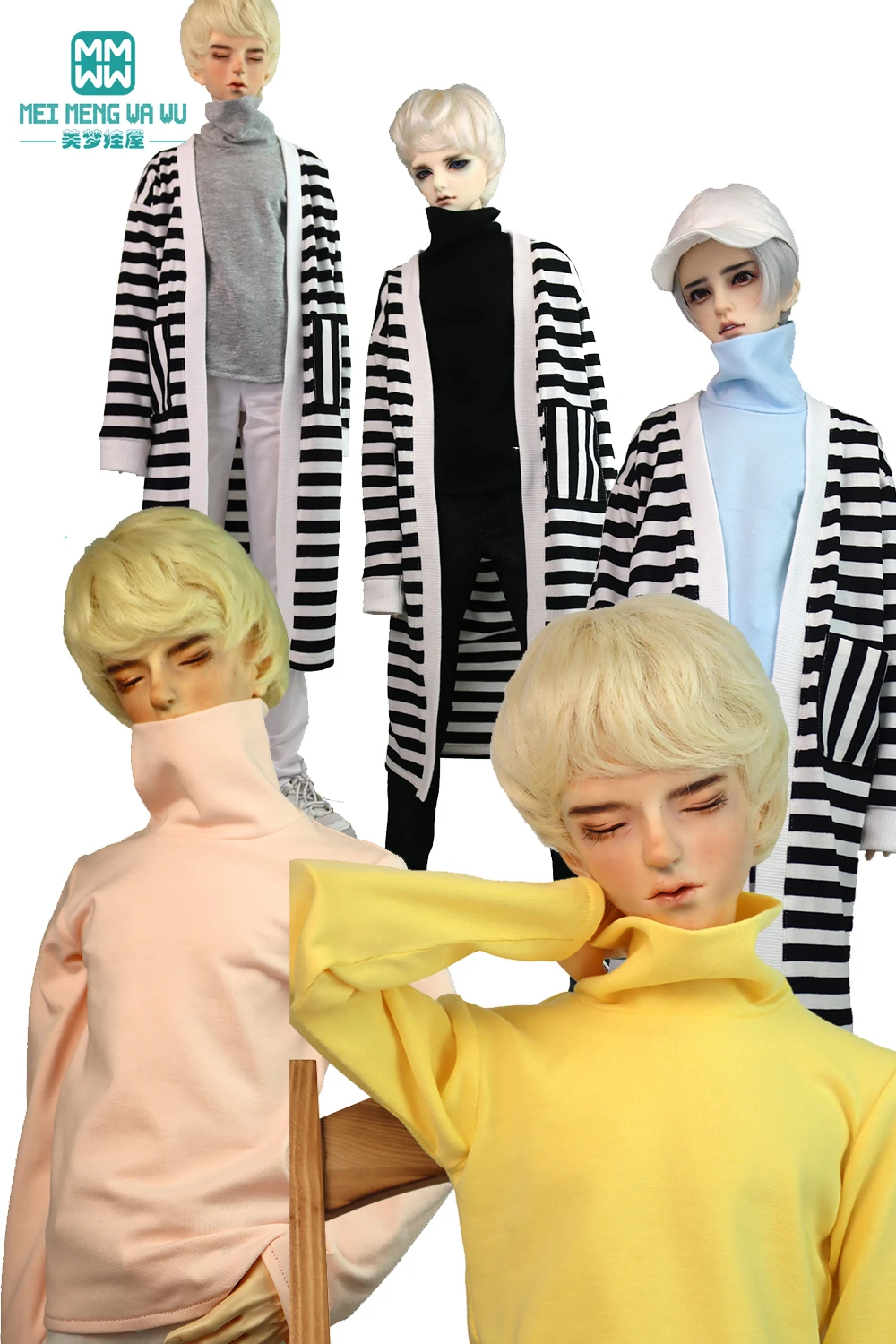 68-75cm BJD doll clothes BJD Boy uncle accessories Fashion High neck T-shirt,Long-sleeve top white, pink, yellow, gray
68-75cm BJD doll clothes BJD Boy uncle accessories Fashion High neck T-shirt,Long-sleeve top white, pink, yellow, gray