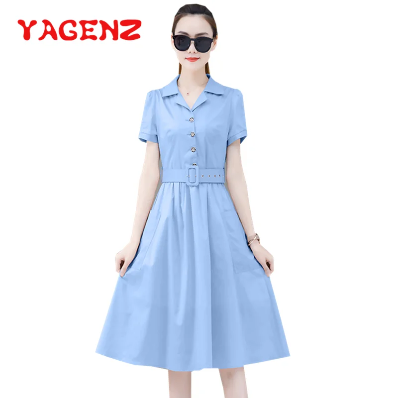 YAGENZ Summer Dress Women Clothes Vestidos De Verano Single breasted With Belt Dresses For Women Fashion Temperament Dress 734
YAGENZ Summer Dress Women Clothes Vestidos De Verano Single breasted With Belt Dresses For Women Fashion Temperament Dress 734