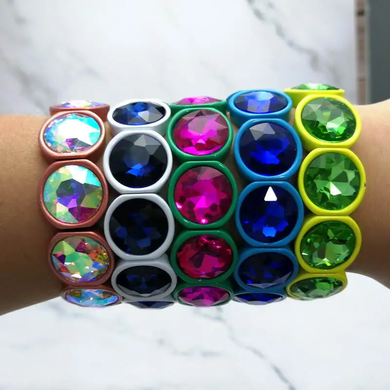 Handmade Exquisite Colorful Crystal Stone Adjustable Bracelets Rainbow Paint Spraying Frame Elastic Bangle Bracelets for Women
Handmade Exquisite Colorful Crystal Stone Adjustable Bracelets Rainbow Paint Spraying Frame Elastic Bangle Bracelets for Women