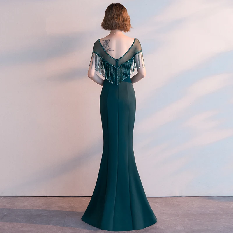 Dark green sexy tassel mermaid long lady girl women princess banquet prom performance party ball dress free shipping 
Dark green sexy tassel mermaid long lady girl women princess banquet prom performance party ball dress free shipping