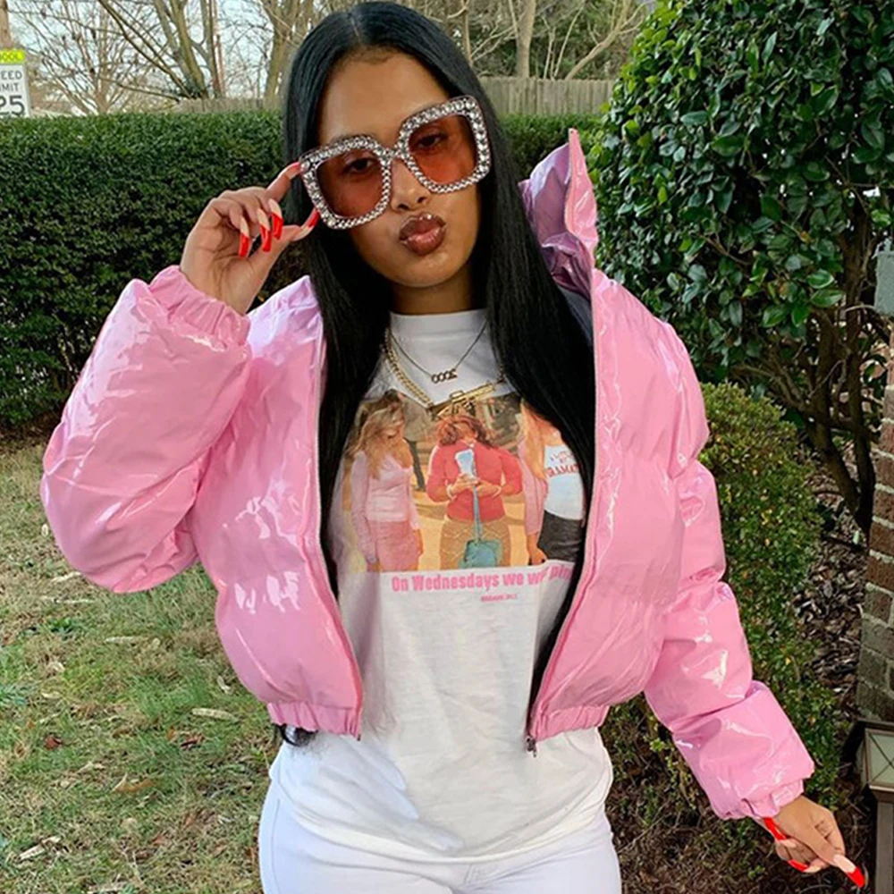 Autumn Women Bright PU Puffer Jackets Winter Warm Shiny Leather Neon Pink Bubble Coats Parkas Down Zipper Cropped Jacket Parkas
Autumn Women Bright PU Puffer Jackets Winter Warm Shiny Leather Neon Pink Bubble Coats Parkas Down Zipper Cropped Jacket Parkas