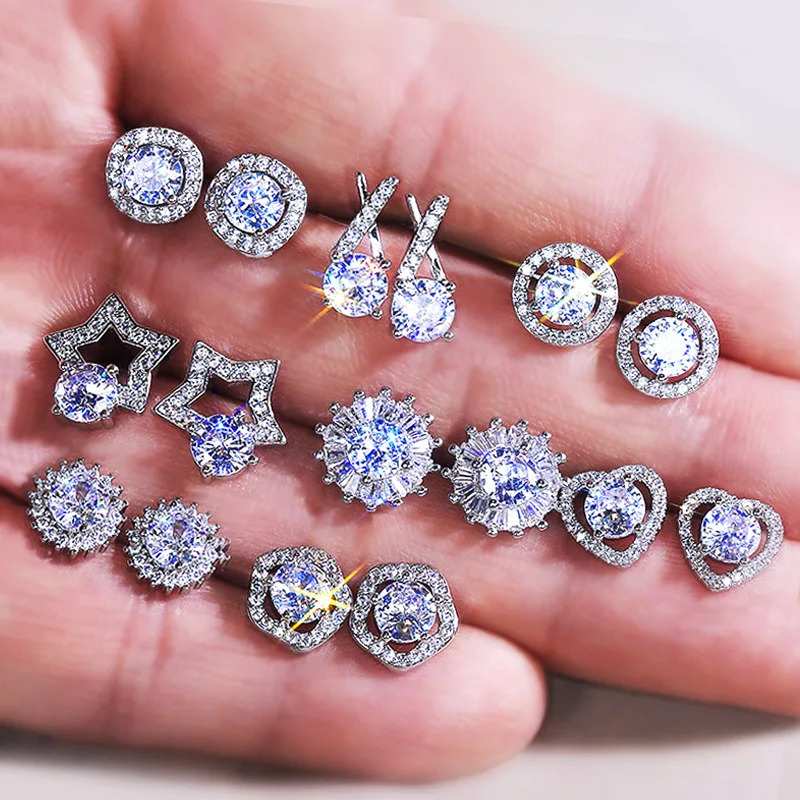 8 Kinds Classical 925 Silver Needle Earrings For Women Kids Fine Jewelry 5A Moissanite Stud Earring Girls Christmas Pendientes
8 Kinds Classical 925 Silver Needle Earrings For Women Kids Fine Jewelry 5A Moissanite Stud Earring Girls Christmas Pendientes