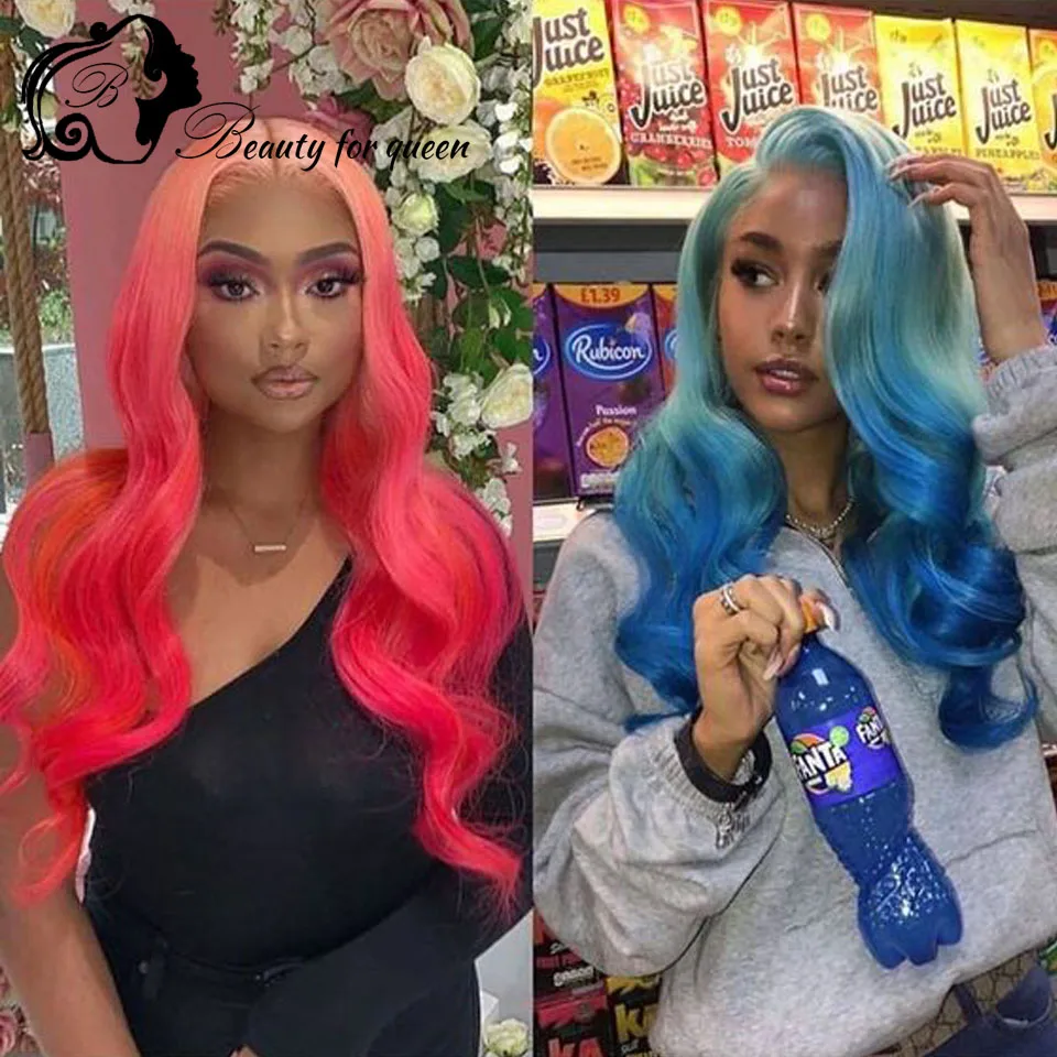 Highlight Pink Body Wave 180 Density Transparent Lace Frontal Wigs Colored Ombre Light Blue Brazilian Human Hair Wig For Women
Highlight Pink Body Wave 180 Density Transparent Lace Frontal Wigs Colored Ombre Light Blue Brazilian Human Hair Wig For Women