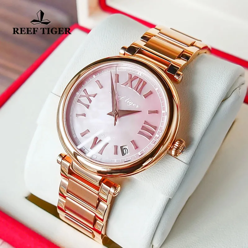 Reef Tiger/RT Luxury Rose Gold Women Automatic Mechanical Watch MIYOTA 9015 Movement Watches Date Waterproof Watches
Reef Tiger/RT Luxury Rose Gold Women Automatic Mechanical Watch MIYOTA 9015 Movement Watches Date Waterproof Watches