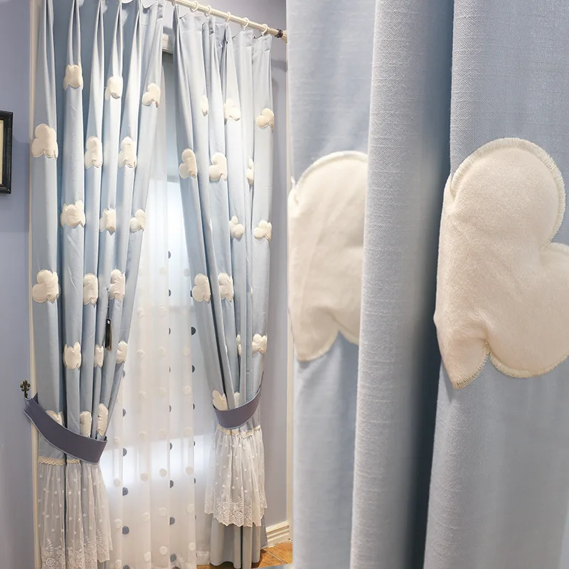 Pastoral Korean-style White Clouds and Blue Children's Room Shade Curtains for Living Dining Room Bedroom.
Pastoral Korean-style White Clouds and Blue Children's Room Shade Curtains for Living Dining Room Bedroom.