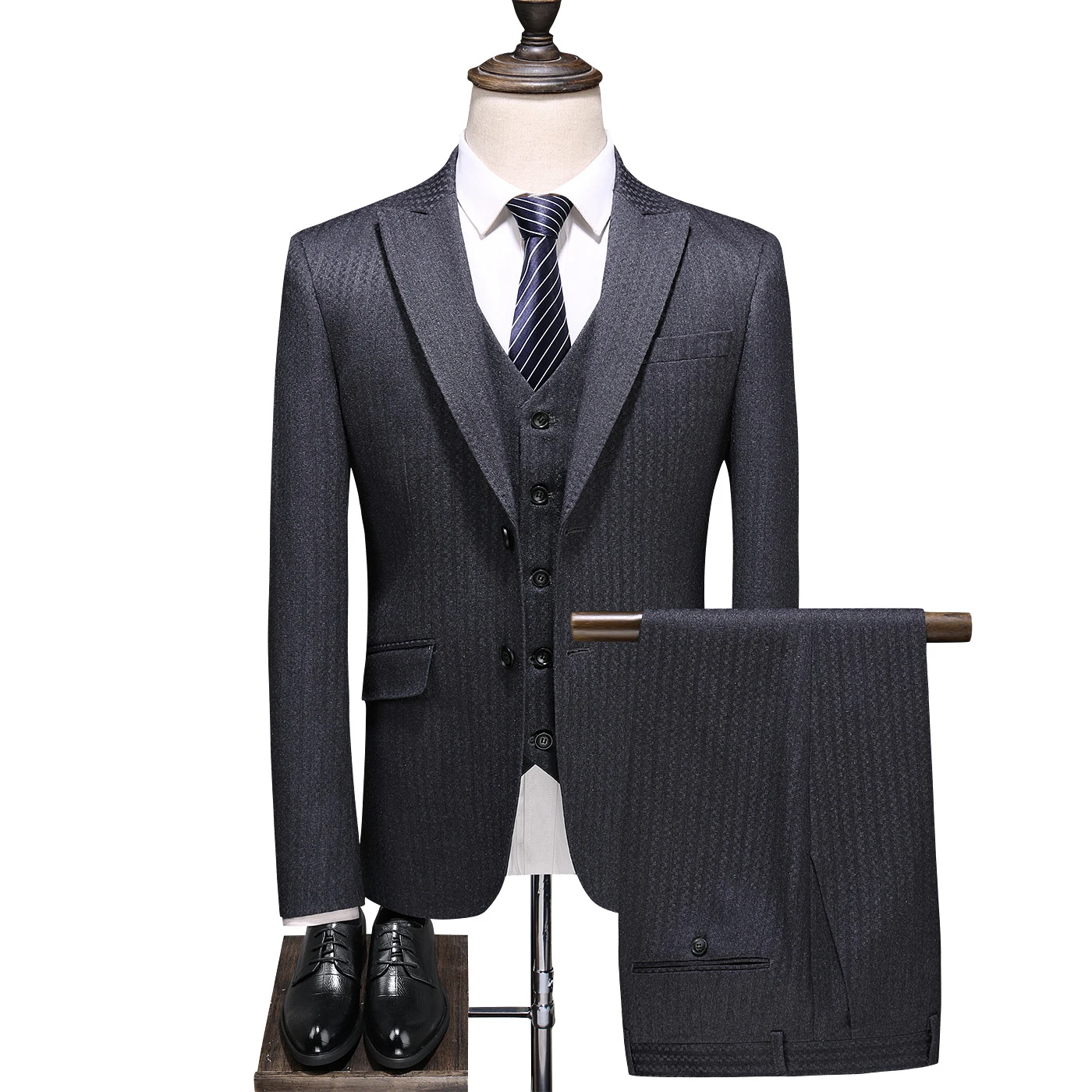Mens Suits with Pants Vest Stripe Men's Blazer Slim Fit Wedding Male Groom Tuxedos suit Prom costume homme
Mens Suits with Pants Vest Stripe Men's Blazer Slim Fit Wedding Male Groom Tuxedos suit Prom costume homme