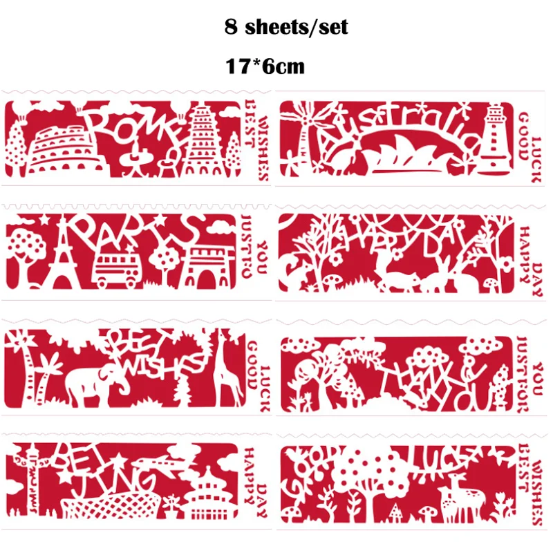 8pc Landscape Stencils DIY Layering Stencils Painting Scrapbook Coloring Embossing Album Decorative Painting Template Reusable
8pc Landscape Stencils DIY Layering Stencils Painting Scrapbook Coloring Embossing Album Decorative Painting Template Reusable