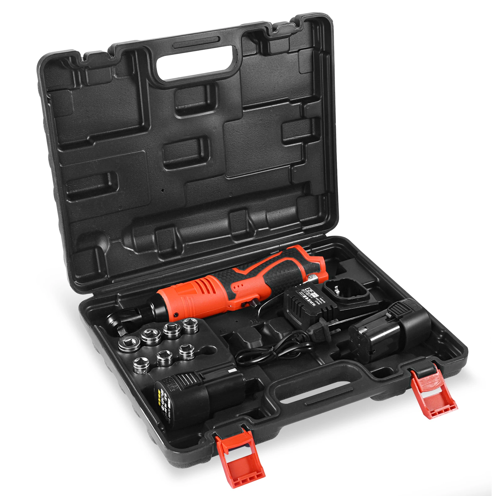Cordless Electric Ratchet Wrench Set, 3/8 inch 12 Volt Electric Ratchet Tool Kit with 2 Pack of 2000mAh Li-ion Battery & Charger
Cordless Electric Ratchet Wrench Set, 3/8 inch 12 Volt Electric Ratchet Tool Kit with 2 Pack of 2000mAh Li-ion Battery & Charger