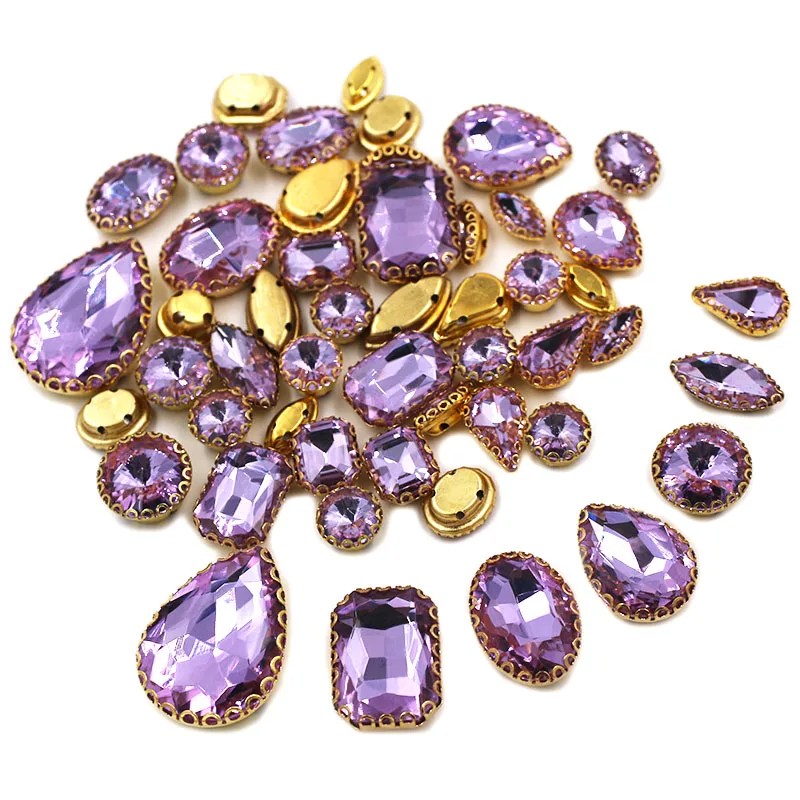 Wedding Decoration 50pcs/bag Mixed shape Crystal violet Diy Crystal Stone Gold Lace Claw Rhinestone Sew on Clothes/Shoe/Dress
Wedding Decoration 50pcs/bag Mixed shape Crystal violet Diy Crystal Stone Gold Lace Claw Rhinestone Sew on Clothes/Shoe/Dress