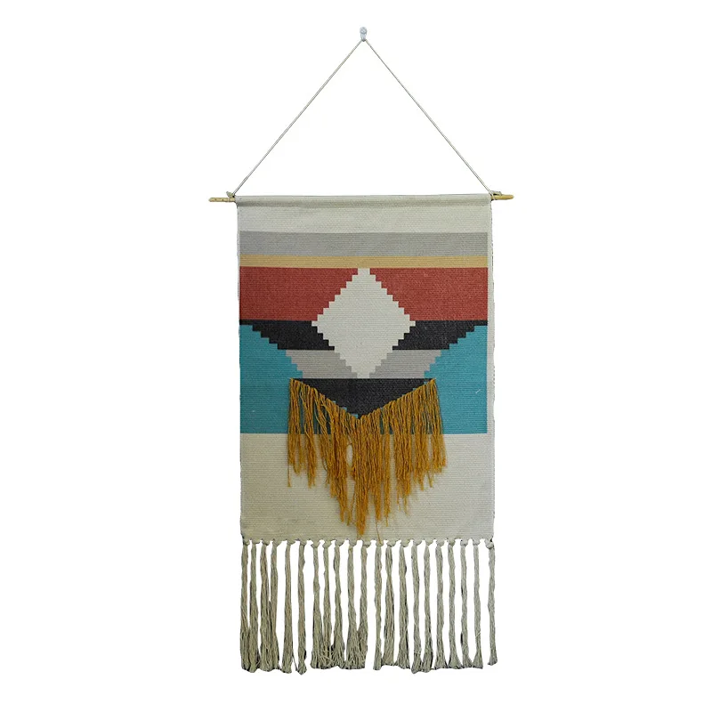 

Bohemian Woven Tassel Wall Hanging Handmade Knitting printing Tapestry Home Office Wall Decoration living room background cloth