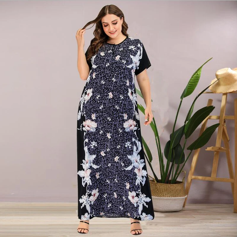 Women Floral Print Long Maxi Dress 2024 Summer Woman Clothes Plus Size Short Sleeve Muslim Islamic Dubai Robe Loose Kaftan
Women Floral Print Long Maxi Dress 2024 Summer Woman Clothes Plus Size Short Sleeve Muslim Islamic Dubai Robe Loose Kaftan