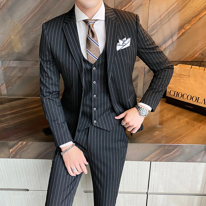 Boutique Stripe Blazers Formal Business Men Slim Suit Groom Wedding Dress Show Party Show Prom Male Suits (Jacket+Vest+Pants)
Boutique Stripe Blazers Formal Business Men Slim Suit Groom Wedding Dress Show Party Show Prom Male Suits (Jacket+Vest+Pants)