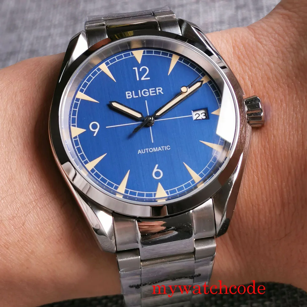 40mm Bliger NH35 Automatic Men Watch Sapphire Glass Date Indicator Black/Blue/White/Green Dial Stainless Steel Bracelet
40mm Bliger NH35 Automatic Men Watch Sapphire Glass Date Indicator Black/Blue/White/Green Dial Stainless Steel Bracelet