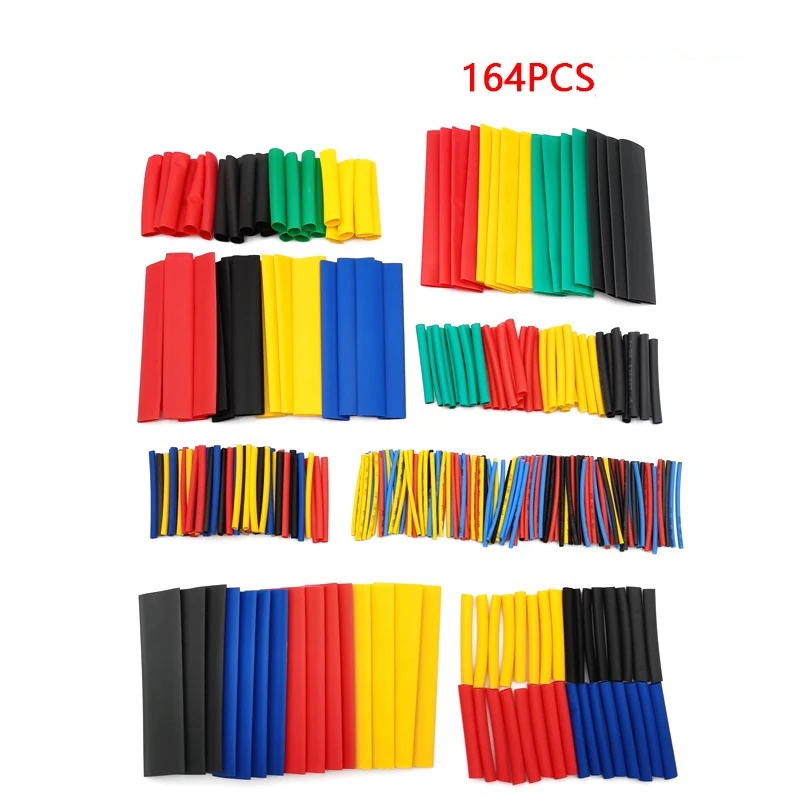 164pcs Polyolefin Shrinking Assorted Heat Shrink Tube Wire Insulated Sleeving Tubing Set 2:1 for Phone Cable Sleeve Protector
164pcs Polyolefin Shrinking Assorted Heat Shrink Tube Wire Insulated Sleeving Tubing Set 2:1 for Phone Cable Sleeve Protector
