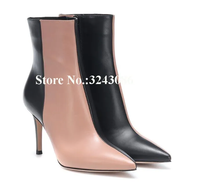 Fashion Pink Black Mixed Color Short Boots Women Sexy Pointed Toe Stiletto Heel Leather Ankle Boots Lady Large Size Banquet Shoe
Fashion Pink Black Mixed Color Short Boots Women Sexy Pointed Toe Stiletto Heel Leather Ankle Boots Lady Large Size Banquet Shoe
