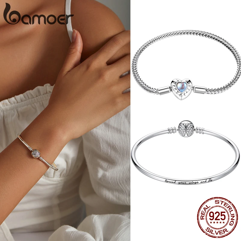 BAMOER Shining Butterfly Bangle Bracelet 925 Sterling Silver New Original Snake Chain Basic Bracelet for Women Boho Jewelry
BAMOER Shining Butterfly Bangle Bracelet 925 Sterling Silver New Original Snake Chain Basic Bracelet for Women Boho Jewelry