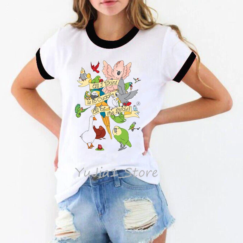 Summer 2025 Harajuku Kawaii Watercolor Birds Cockatiel Parrot Tee Shirt Femme Funny Animal Print Tshirt Cute Graphic Ringer Tees
Summer 2025 Harajuku Kawaii Watercolor Birds Cockatiel Parrot Tee Shirt Femme Funny Animal Print Tshirt Cute Graphic Ringer Tees