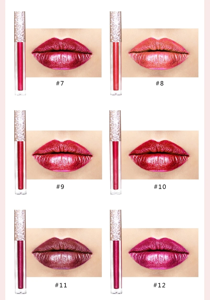 Wholesale Glitter Liquid Lipstick Makeup Waterproof Metallic Lip Gloss Longlasting Shimmer Metal pearl lip gloss Free print logo
Wholesale Glitter Liquid Lipstick Makeup Waterproof Metallic Lip Gloss Longlasting Shimmer Metal pearl lip gloss Free print logo