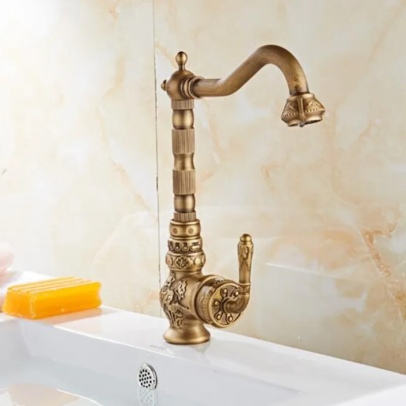 Basin Sink Faucet Antique Kitchen Luxury Carved Single Lever Design Taps Deck Mounted Single Handle Mixer Hot And Cold Water
Basin Sink Faucet Antique Kitchen Luxury Carved Single Lever Design Taps Deck Mounted Single Handle Mixer Hot And Cold Water