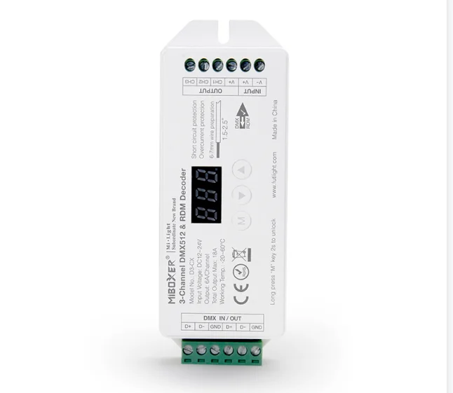 MiBoxer Constant Voltage DMX512 & RDM Decoder D1-CX 1-channel D2-CX 2-channel D3-CX 3-channel D4-CX 4-channel D5-CX 5-channel
MiBoxer Constant Voltage DMX512 & RDM Decoder D1-CX 1-channel D2-CX 2-channel D3-CX 3-channel D4-CX 4-channel D5-CX 5-channel