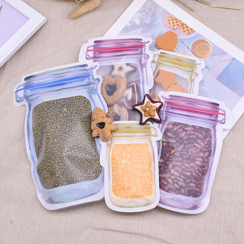 5pcs Reusable Plastic Mason Jar Bottles Bags Mason Jar Zipper Bags Seal Food Snack Sandwich Ziplock Bags Home Saver Storage Bags
5pcs Reusable Plastic Mason Jar Bottles Bags Mason Jar Zipper Bags Seal Food Snack Sandwich Ziplock Bags Home Saver Storage Bags