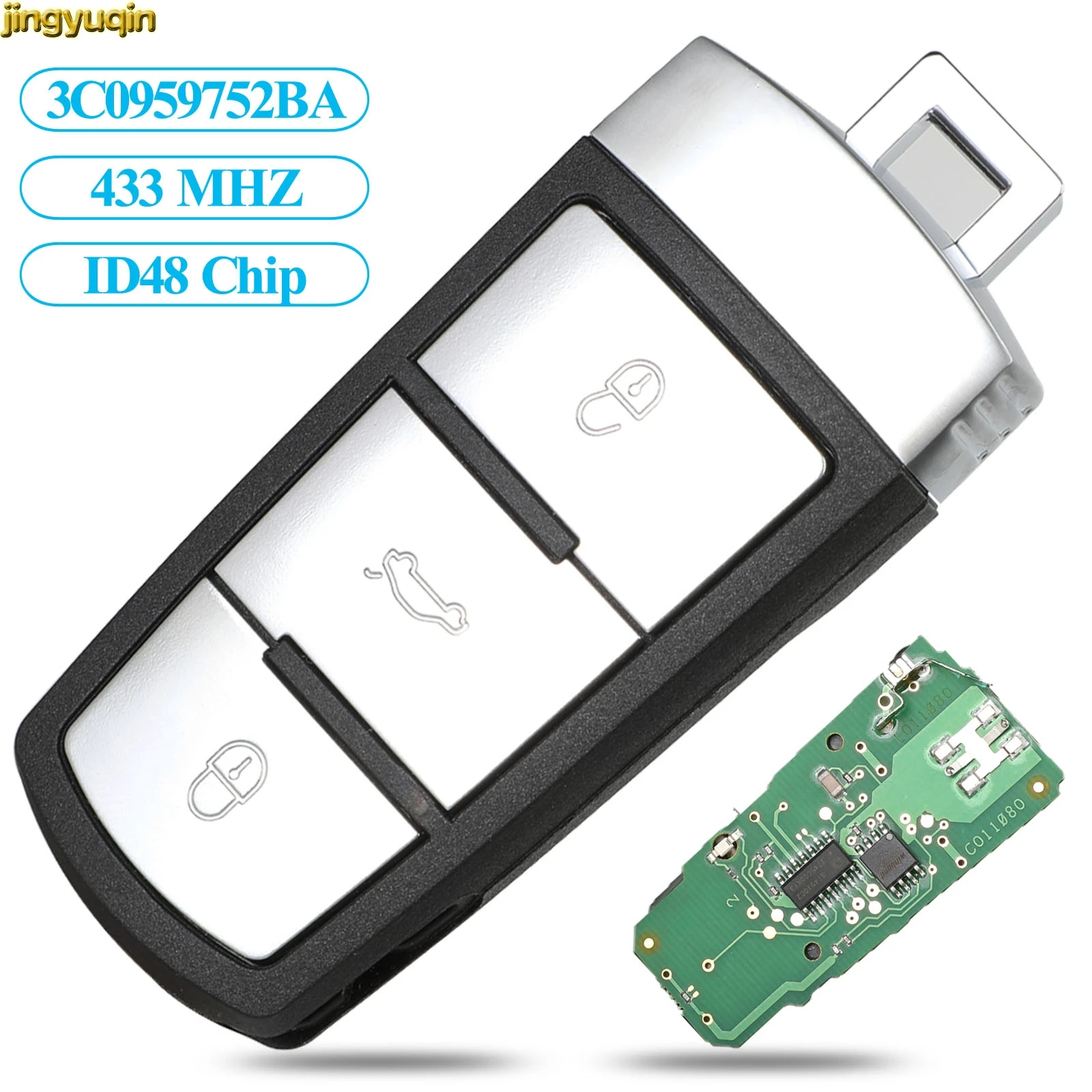 Полуумный ключ Jingyuqin 3C0959752BA, 433 МГц, ID48 чип для Volkswagen VW Passat CC, 3 кнопки
Полуумный ключ Jingyuqin 3C0959752BA, 433 МГц, ID48 чип для Volkswagen VW Passat CC, 3 кнопки
