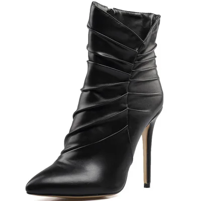 Women's pointed toe black high-heel pleated short ankle boots sexy ladies fashion high quality winter shoes for women botines
Women's pointed toe black high-heel pleated short ankle boots sexy ladies fashion high quality winter shoes for women botines