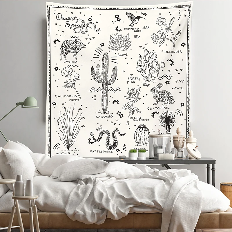 Nordic style black and white cartoon animal and plant pattern printing tapestry 1 piece
Nordic style black and white cartoon animal and plant pattern printing tapestry 1 piece