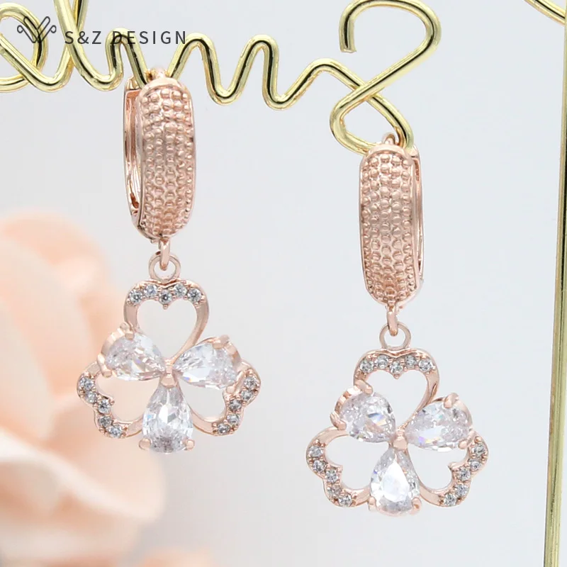 S&Z DESIGN New Fashion Elegant Cute Flower Cubic Zirconia Dangle Earrings For Women Girl Wedding Party Lovely Fine Jewelry
S&Z DESIGN New Fashion Elegant Cute Flower Cubic Zirconia Dangle Earrings For Women Girl Wedding Party Lovely Fine Jewelry