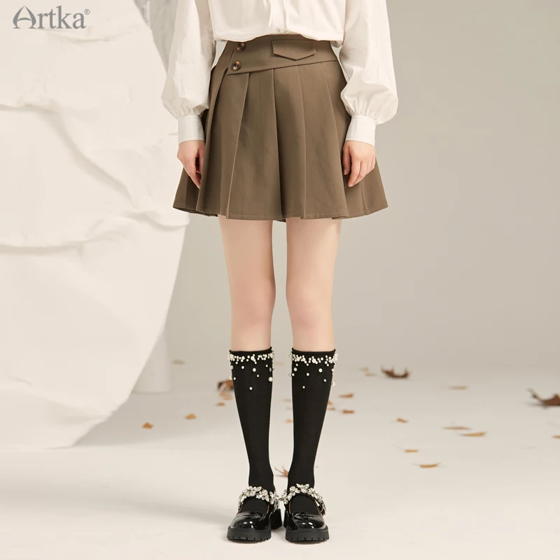 ARTKA 2021 Early Autumn New Women Skirt Fashion College Style High Waist A-Line Skirts Black Short Pleated Skirt Female QA20011Q
ARTKA 2021 Early Autumn New Women Skirt Fashion College Style High Waist A-Line Skirts Black Short Pleated Skirt Female QA20011Q