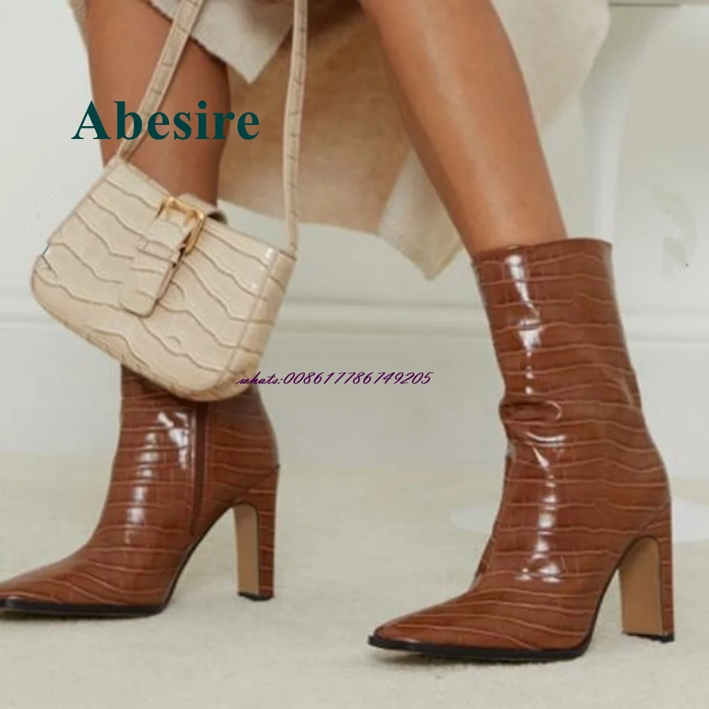 Abesire Pointed Toe Stone Pattern Ankle Boots Chunky Heel Side Zipper New Arrival Fashion Women Shoes In Winter Sexy Short Boots
Abesire Pointed Toe Stone Pattern Ankle Boots Chunky Heel Side Zipper New Arrival Fashion Women Shoes In Winter Sexy Short Boots