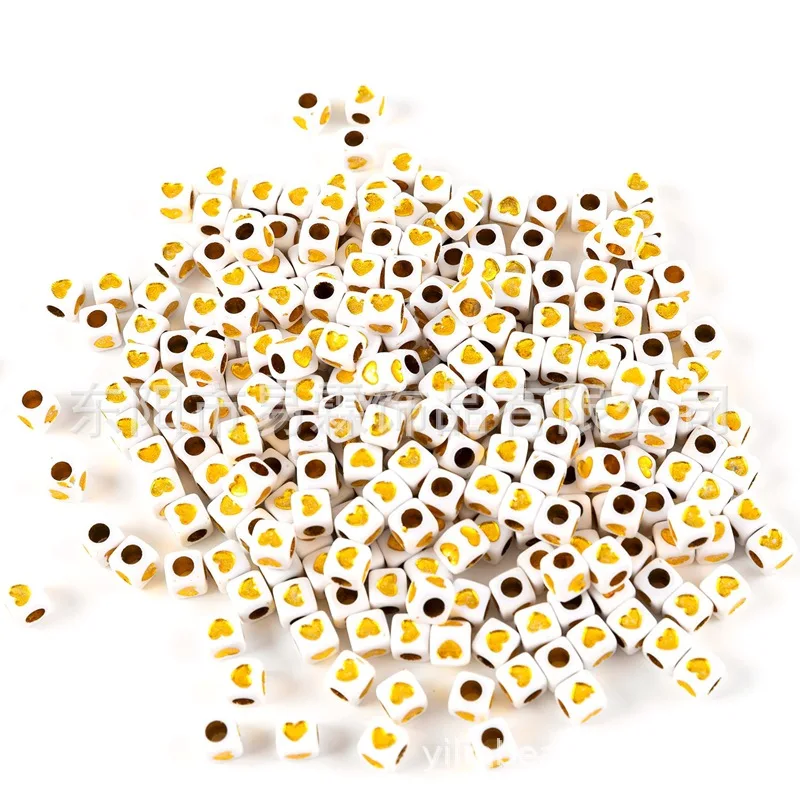 New Gold Color Acrylic Cube Heart Beads 6mm 7mm Plastic Square Big Hole Bracelet Spacer Beading Material Ornament Loose Beads
New Gold Color Acrylic Cube Heart Beads 6mm 7mm Plastic Square Big Hole Bracelet Spacer Beading Material Ornament Loose Beads