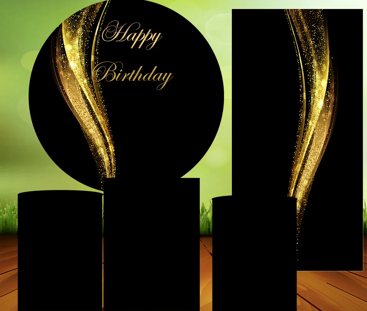 Black and Gold Birthday Round Background Circle Backdrop for Adult Customize Photo Studio Banner
Black and Gold Birthday Round Background Circle Backdrop for Adult Customize Photo Studio Banner