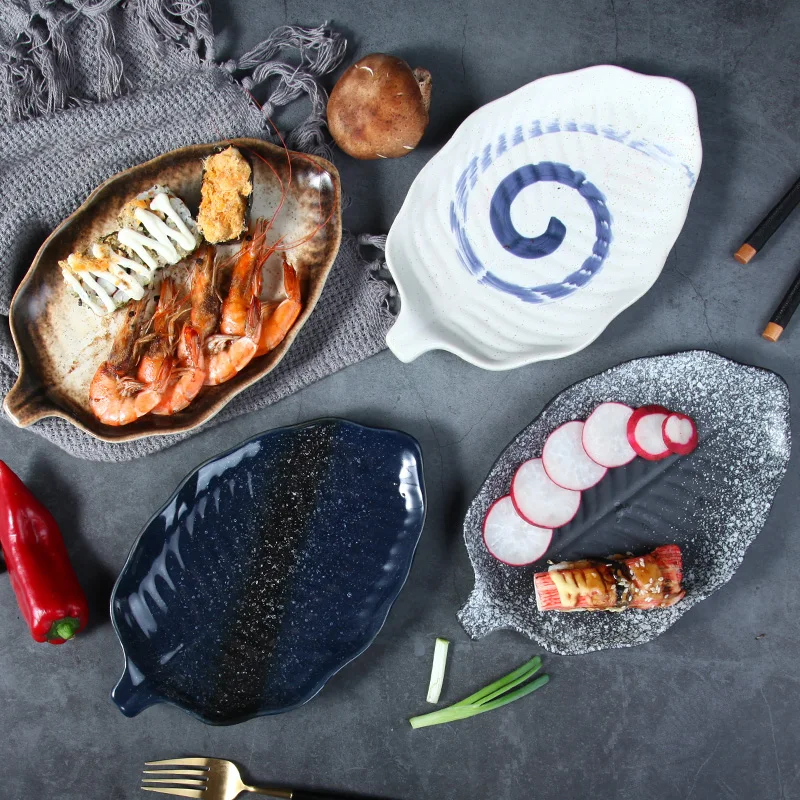 Japanese snacks, leaf-shaped plates, irregular shaped dishes, ceramic household snacks, pastry plates, restaurants.
Japanese snacks, leaf-shaped plates, irregular shaped dishes, ceramic household snacks, pastry plates, restaurants.