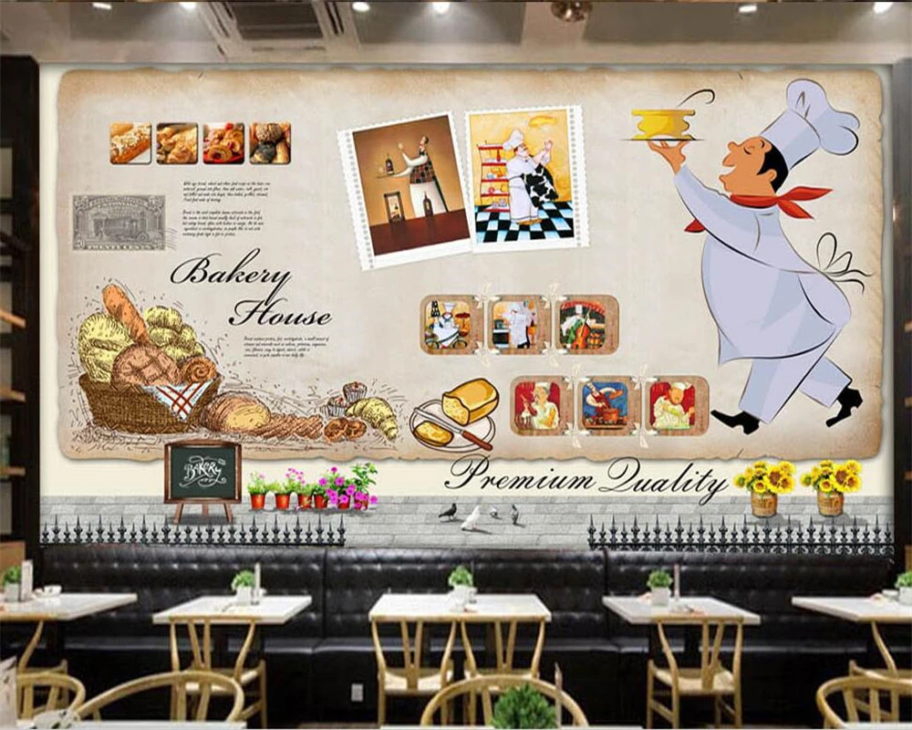 welyu Customized 3d murals European and American hand-painted bakery background wall fashion gourmet bakery shop back decoration
welyu Customized 3d murals European and American hand-painted bakery background wall fashion gourmet bakery shop back decoration