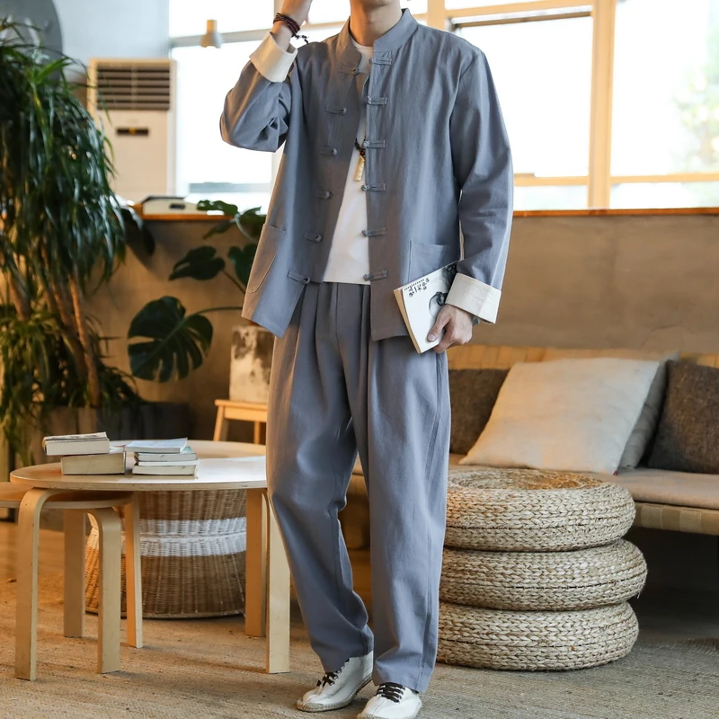 (jacket+ trousers) 2023 spring Chinese Style men jacket Cotton and linen jackets autumn men's High quality casual coat M-5XL
(jacket+ trousers) 2023 spring Chinese Style men jacket Cotton and linen jackets autumn men's High quality casual coat M-5XL