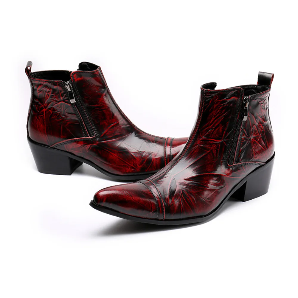 Ankle Boots for Men High Top Heeled Shoes Slip On Style Dual Side Zip Genuine Leather Block Heel Stitching Captoe Pointed
Ankle Boots for Men High Top Heeled Shoes Slip On Style Dual Side Zip Genuine Leather Block Heel Stitching Captoe Pointed