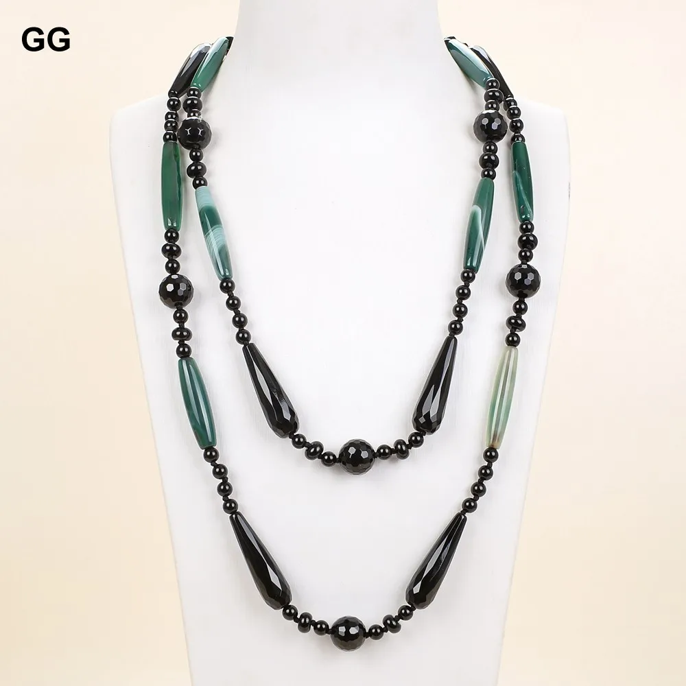 GuaiGuai Jewelry 51" Black Onyx Green Agate Long Necklace For Women
GuaiGuai Jewelry 51" Black Onyx Green Agate Long Necklace For Women