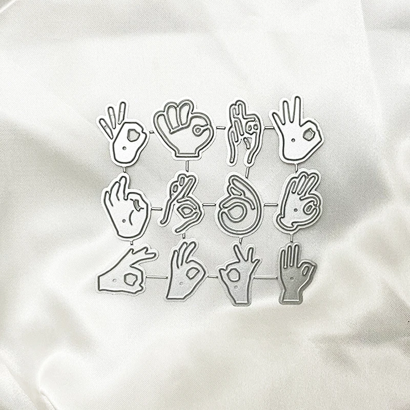 12pcs/set Hand Gesture Metal Cutting Dies Scrapbooking Stencil for Card Making Album Decor Paper Craft DIY Gift
12pcs/set Hand Gesture Metal Cutting Dies Scrapbooking Stencil for Card Making Album Decor Paper Craft DIY Gift