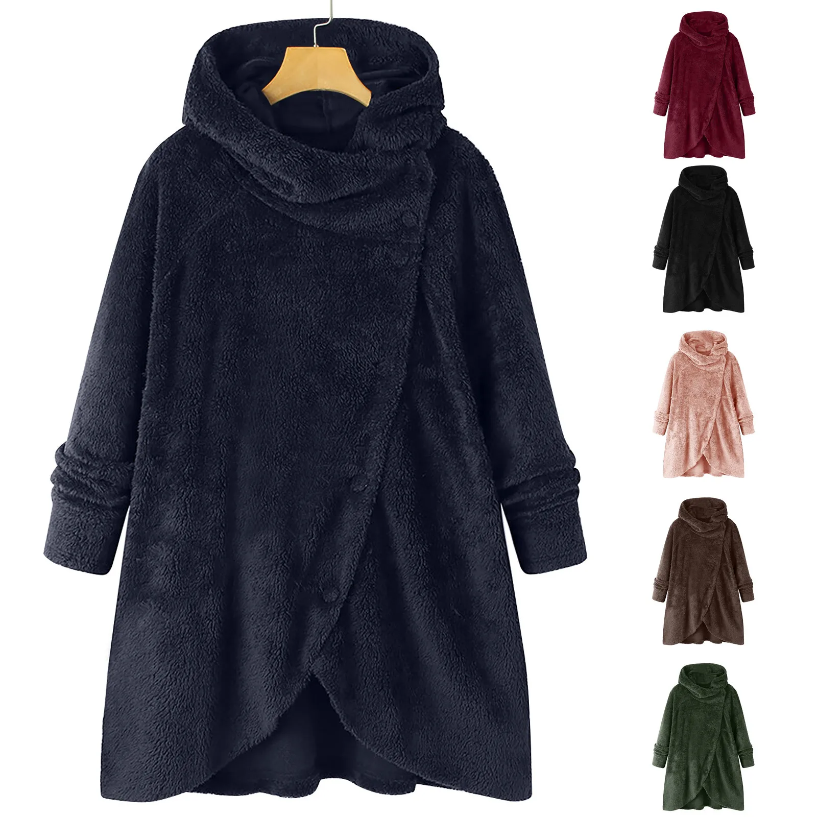 Plus Size Fashion Buttons Teddy Plush Jacket Coat Casual Hooded Warm Coat Streetwear Female Winter Long Sleeve Womens Outerwear
Plus Size Fashion Buttons Teddy Plush Jacket Coat Casual Hooded Warm Coat Streetwear Female Winter Long Sleeve Womens Outerwear