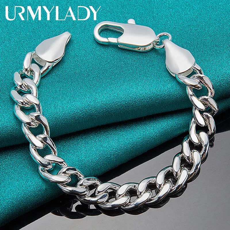 URMYLADY 925 Sterling Silver 10mm Side Charm Chain Bracelet For Women Men Fashion Wedding Engagement Party Jewelry
URMYLADY 925 Sterling Silver 10mm Side Charm Chain Bracelet For Women Men Fashion Wedding Engagement Party Jewelry