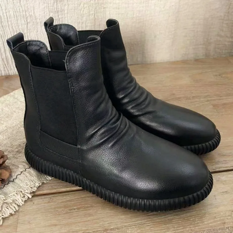 Careaymade-Korean round head real leather wrinkle elastic mouth hot selling comfortable versatile cool Plush warm Casual boots
Careaymade-Korean round head real leather wrinkle elastic mouth hot selling comfortable versatile cool Plush warm Casual boots