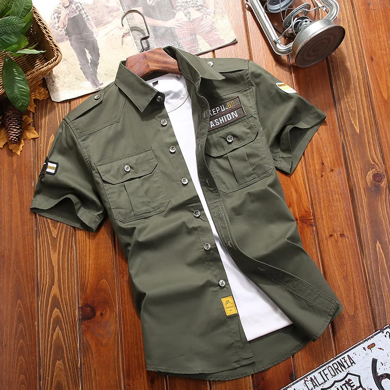 New Mens Military Shirt Men 2021Short Sleeve Cargo Shirts Fashion Casual Summer Cotton Solid Shirt Male Pocket Work Shirt M-5XL
New Mens Military Shirt Men 2021Short Sleeve Cargo Shirts Fashion Casual Summer Cotton Solid Shirt Male Pocket Work Shirt M-5XL