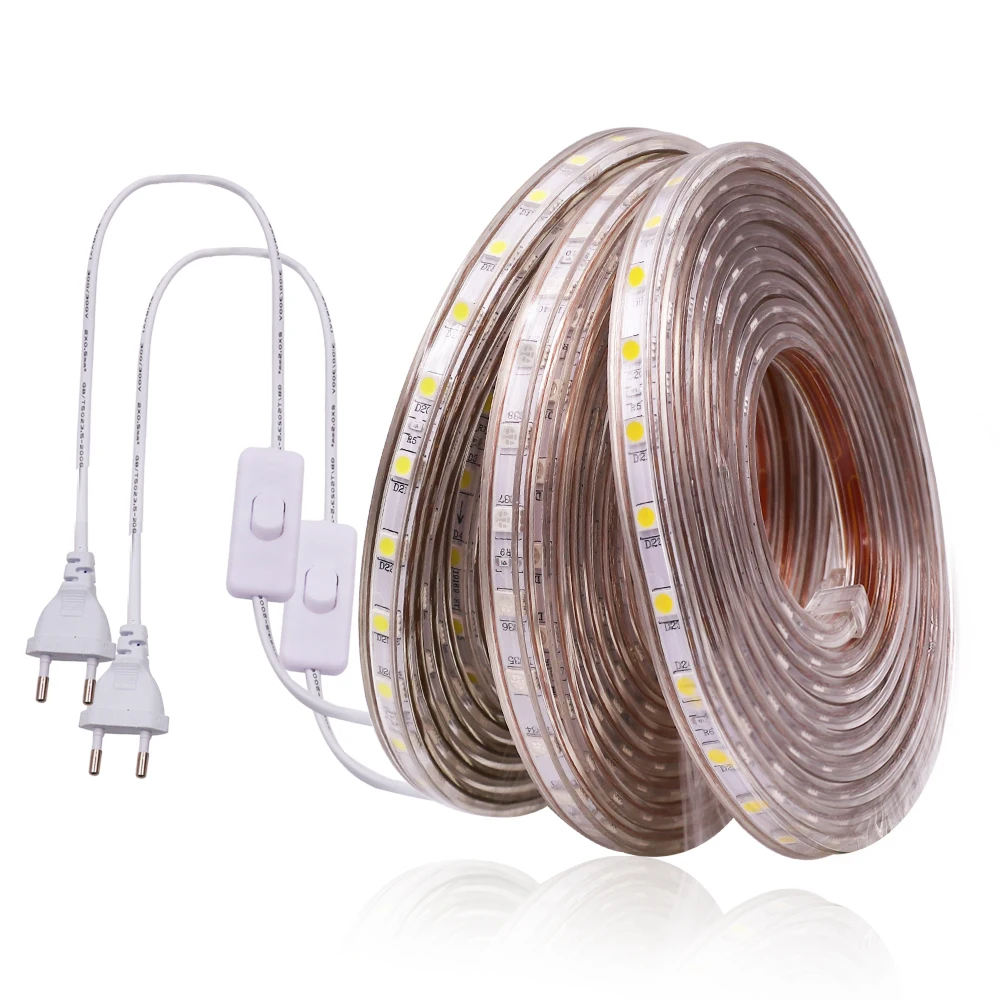 Гибкая светодиодная лента SMD5050, 220 В, 60 светодиодов, водонепроницаемая светодиодная лента с европейской вилкой переключателя для украшения дома, белый/синий цвет
Гибкая светодиодная лента SMD5050, 220 В, 60 светодиодов, водонепроницаемая светодиодная лента с европейской вилкой переключателя для украшения дома, белый/синий цвет
