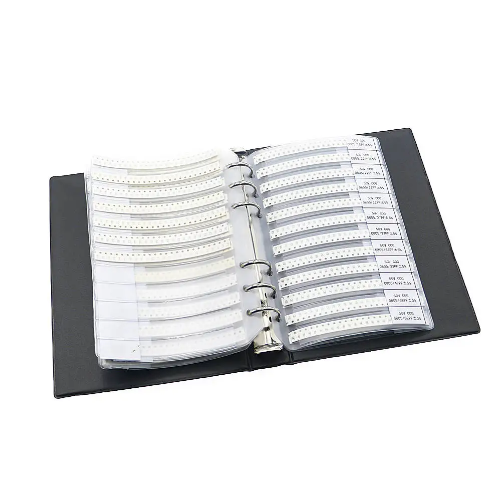 0805 SMD (0Ω-2MΩ) 63 Value Chip Resistor + (15pf-1uf) 17 Value SMT Capacitor Sample Book
0805 SMD (0Ω-2MΩ) 63 Value Chip Resistor + (15pf-1uf) 17 Value SMT Capacitor Sample Book