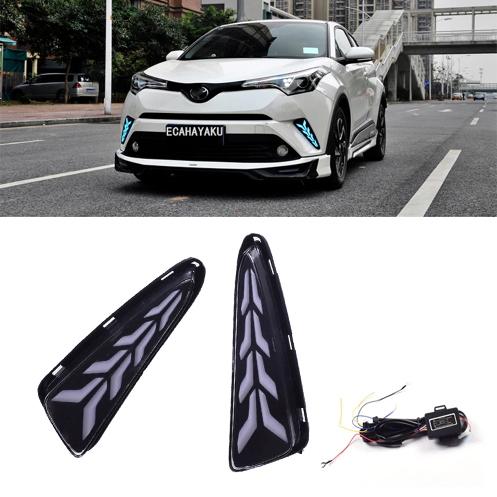 2 Pieces Turn Signal Yellow Car LED Daytime Lights 12V LED Day Running Lights DRL White Yellow Blue for Toyota C-HR 2017~2020
2 Pieces Turn Signal Yellow Car LED Daytime Lights 12V LED Day Running Lights DRL White Yellow Blue for Toyota C-HR 2017~2020