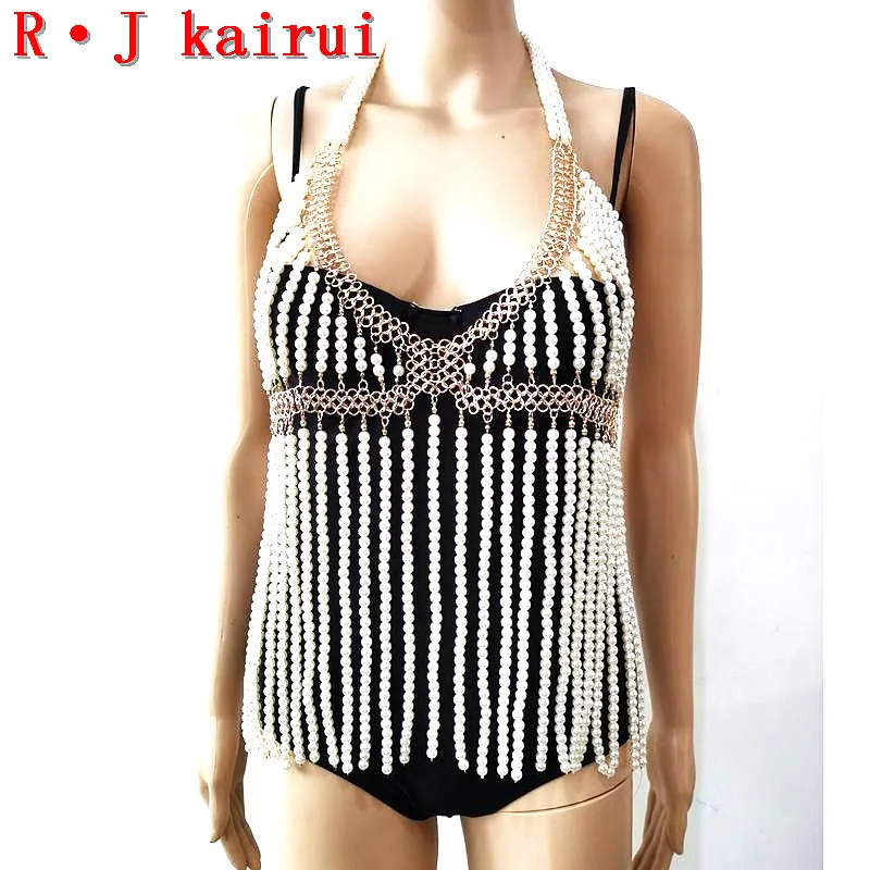 New RJPE08 Fashion Women Gold "8" Chains Layers Imitation Pearls Top Bra Chains Body Costume Jewelry 2 Colors
New RJPE08 Fashion Women Gold "8" Chains Layers Imitation Pearls Top Bra Chains Body Costume Jewelry 2 Colors
